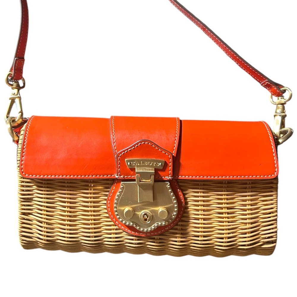 Talbots Orange & Tan Wicker Clutch